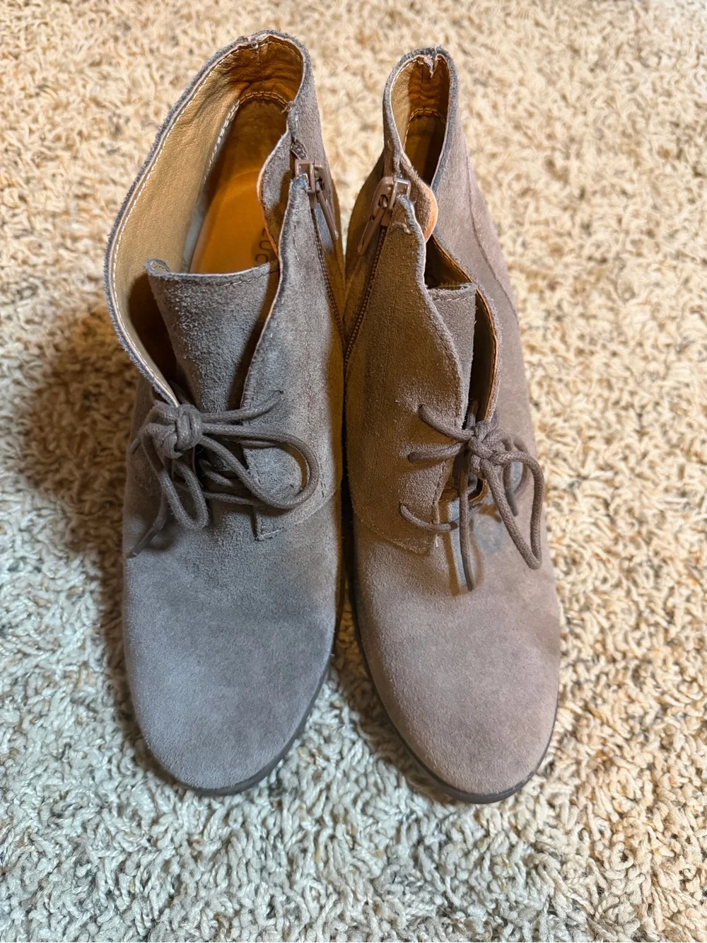 Lucky Brand Gray Suede Wedge Ankle Booties Size 7